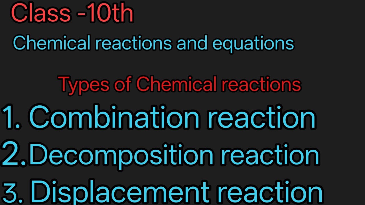 Class-10th, Chemical reactions and equations,   Types of Chemical reactions 
