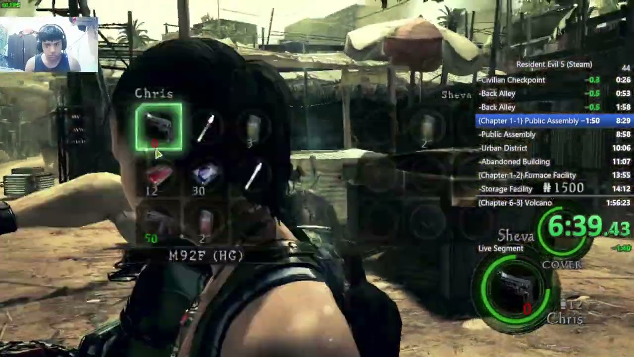RESIDENT EVIL 5 NEW GAME VETERAN SPEEDRUN  (SOLO) LRT: 1:48:49 WORLD RECORD