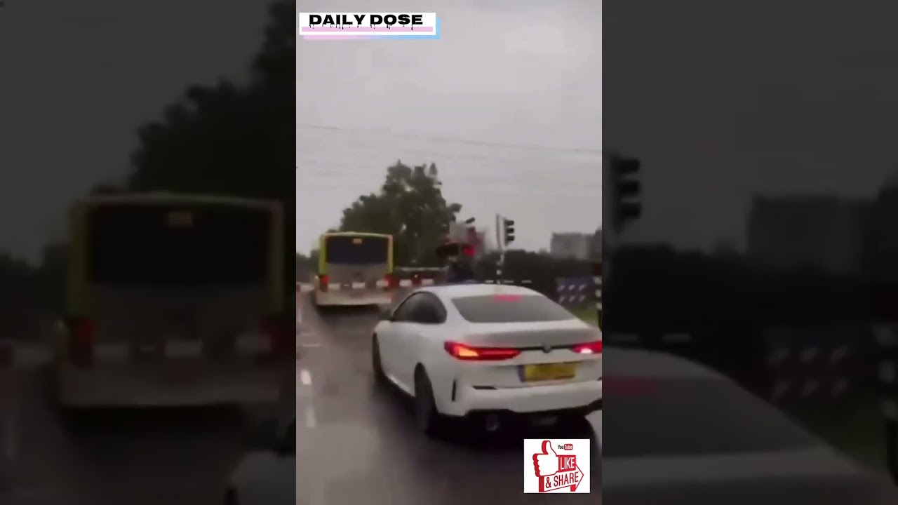 A train smashed into an empty bus stuck at a railway crossing in  Netherland