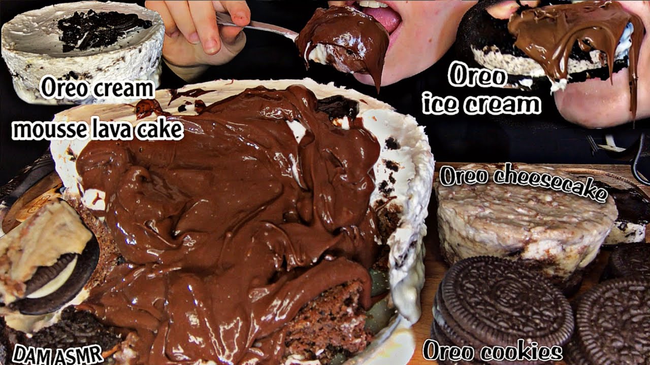 Кремовый муссовый лавовый торт Oreo, чизкейк Oreo, сэндвич с мороженым Oreo и печенье 😋🍫