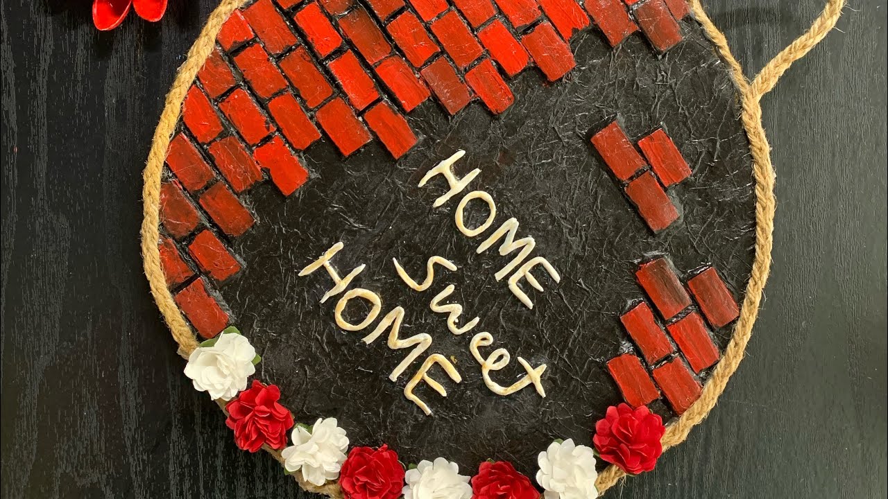 Simple wall decor with cardboard || brick design wall decor || Home Sweet Home
