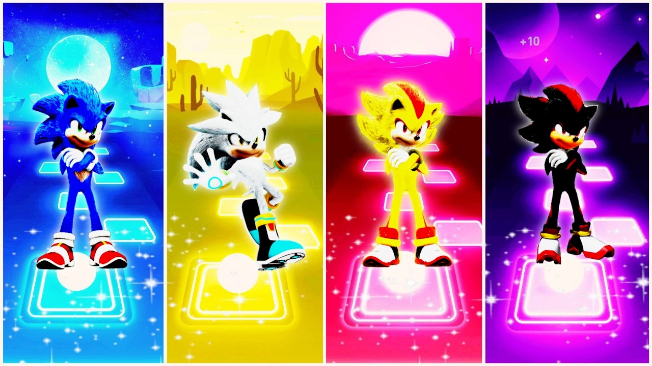 Sonic the Hedgehog 🆚 Silver the Hedgehog 🆚 Super Sonic 🆚 Shadow the Hedgehog | Tiles Hop EDM Rush