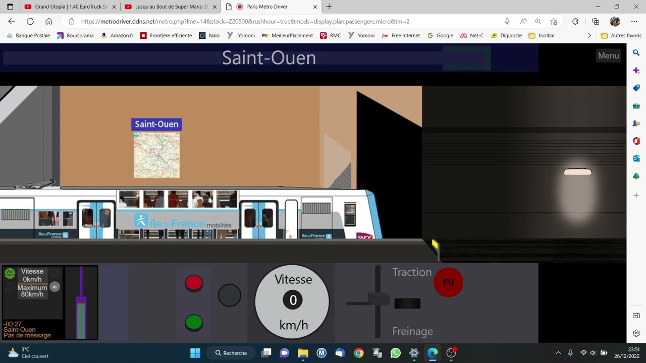 paris métro driver  ligne 14 en z20500 jusqu'à pont Cardinet en time laps