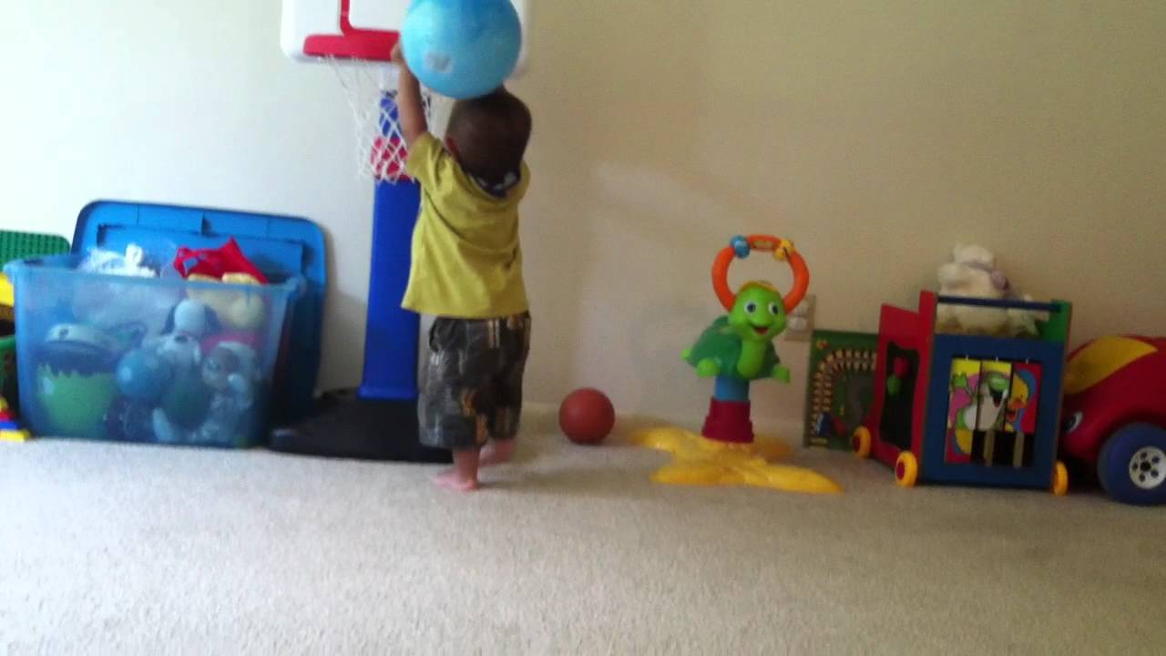 1-Year-Old Baby Slam Dunk Basketball