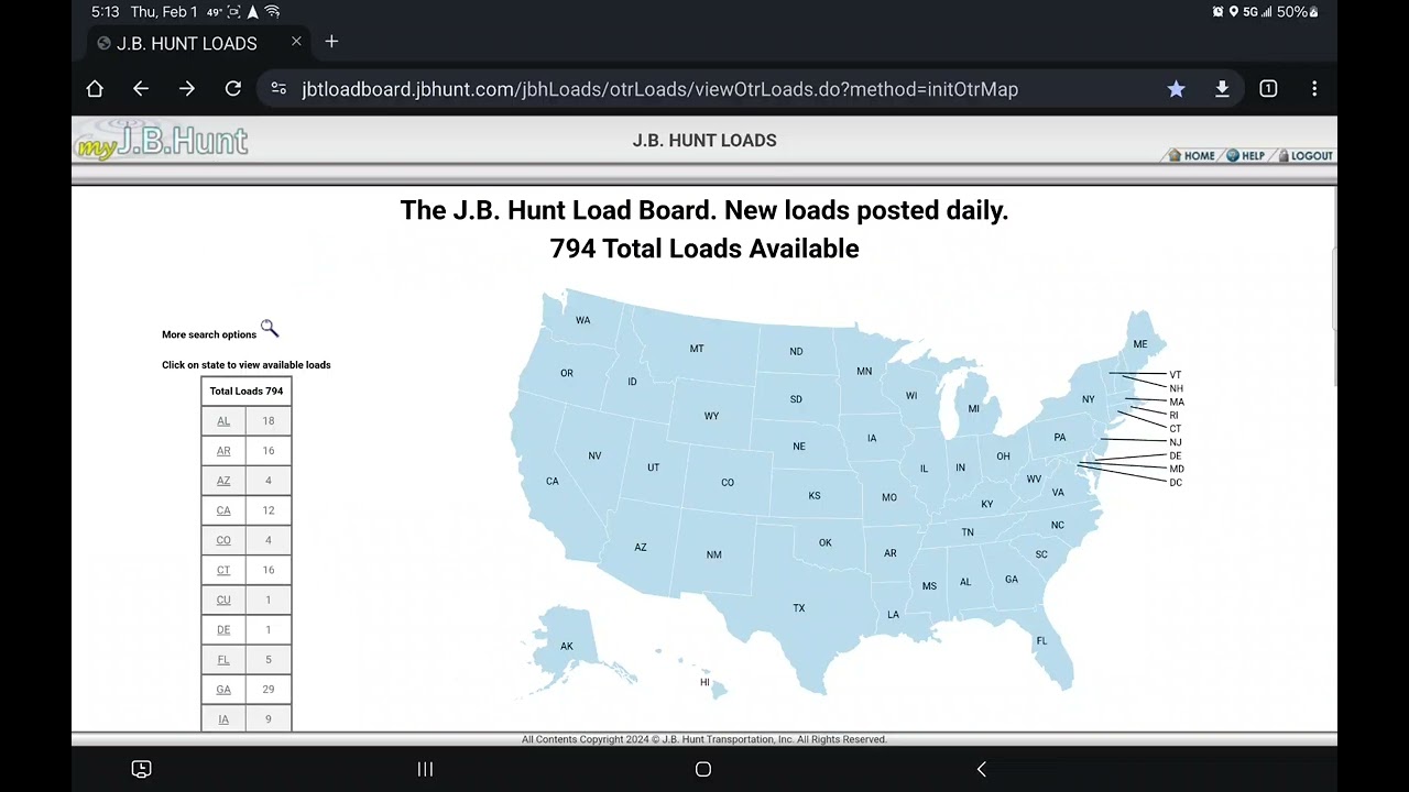 JB HUNT LOAD BOARD