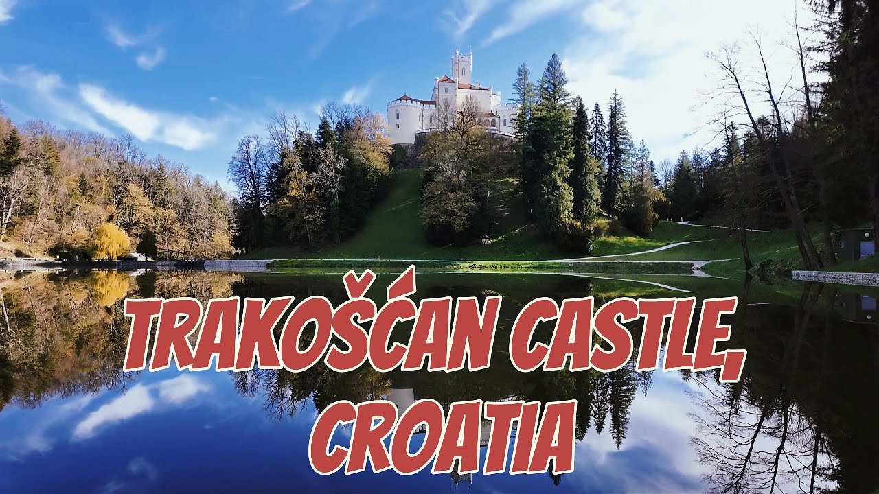 Trakošćan castle, Croatia. Walking tour of the castle in the beautiful nature with relaxing music 4K