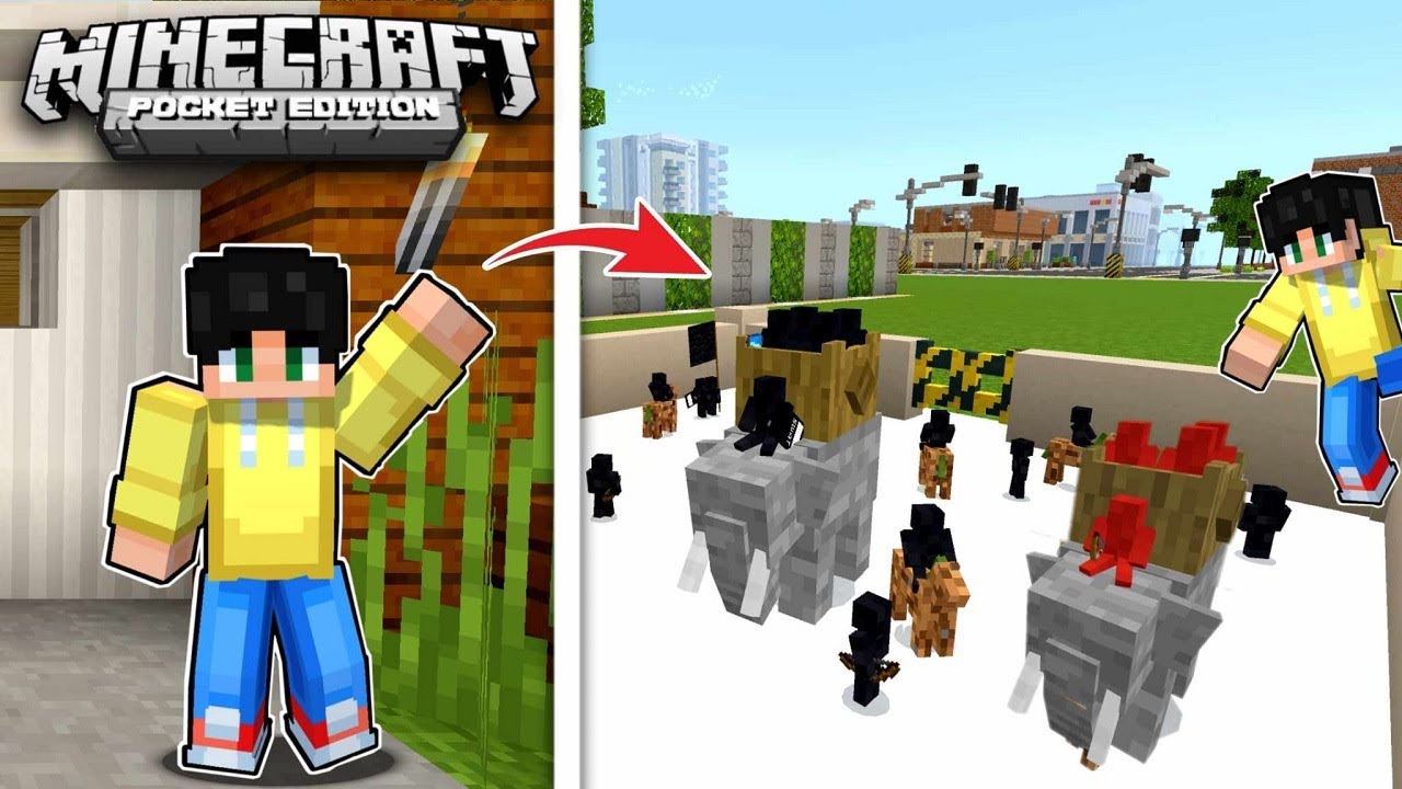 NAGLARO KAME ng SOLDIER na MALILIIT na SUMASAKAY sa ELEPANTE sa UWU CITY sa Minecraft PE