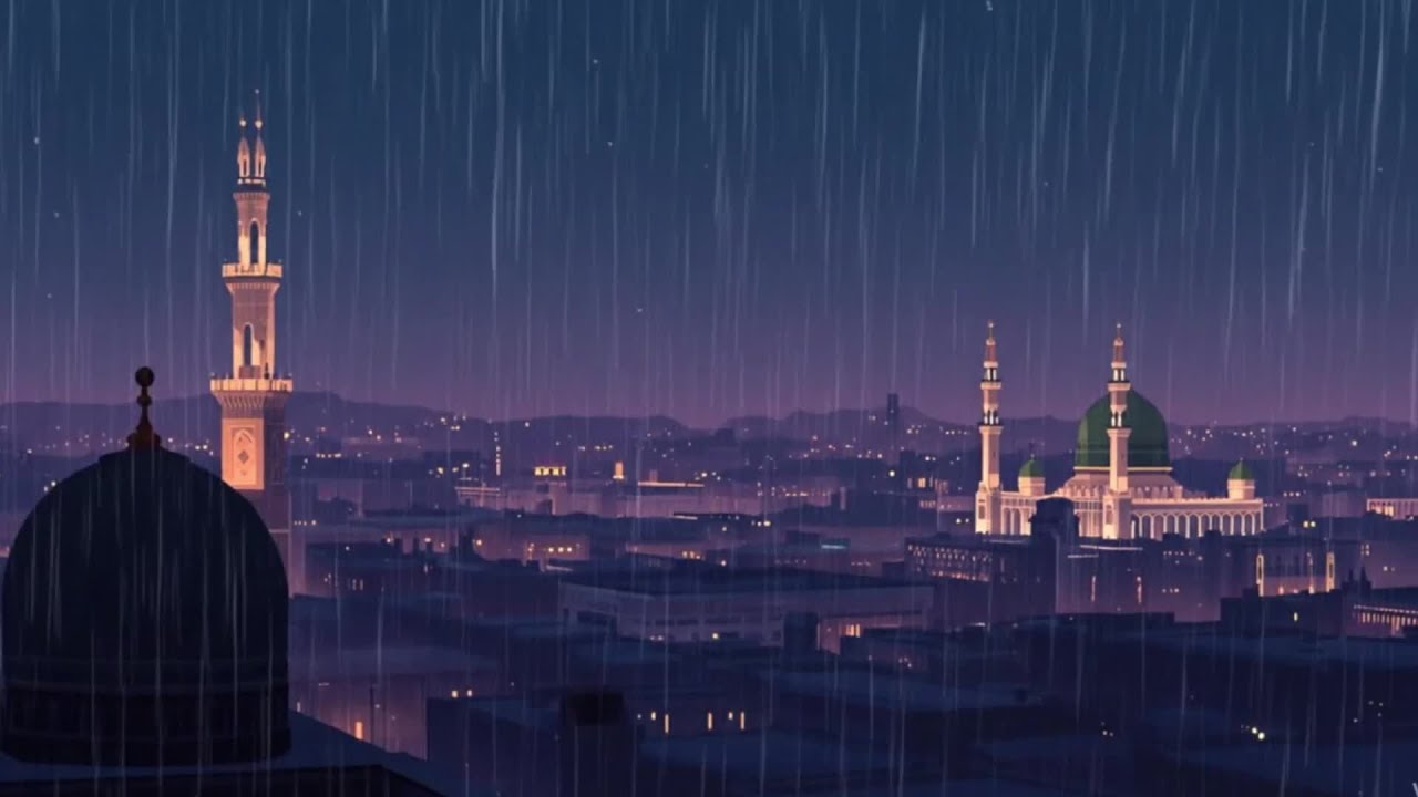 🕌 Rain Sounds at Masjid Nabawi | Peaceful Islamic Lofi for Sleep & Prayer | Healing Frequencies