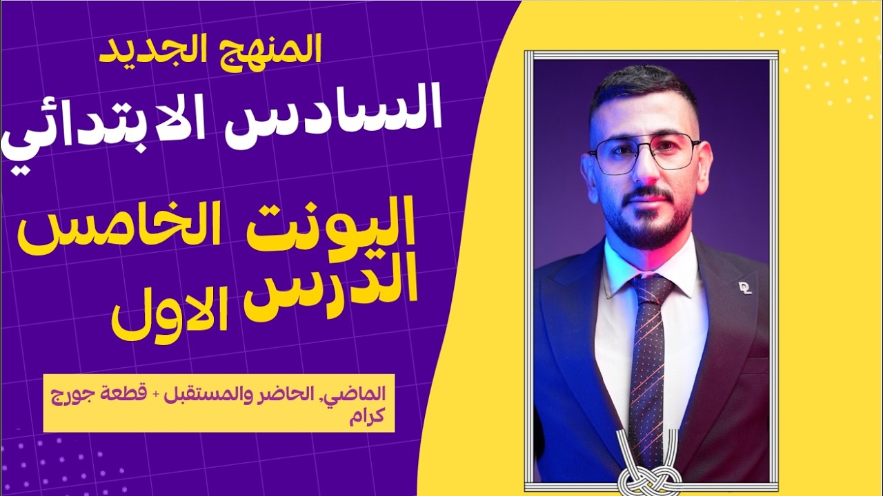 السادس ابتدائي/ اليونت الخامس الدرس الاول/ الماضي والحاضر والمستقبل وقطعة جورج كرام/ الاستاذ طه حسين