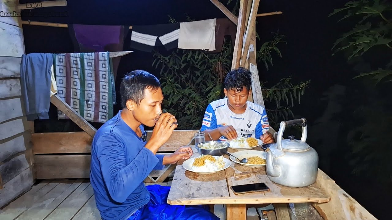 Makan Malam Dikebun, Menu Seadanya, Bareng Adik, Tumis Pondoh Pinang