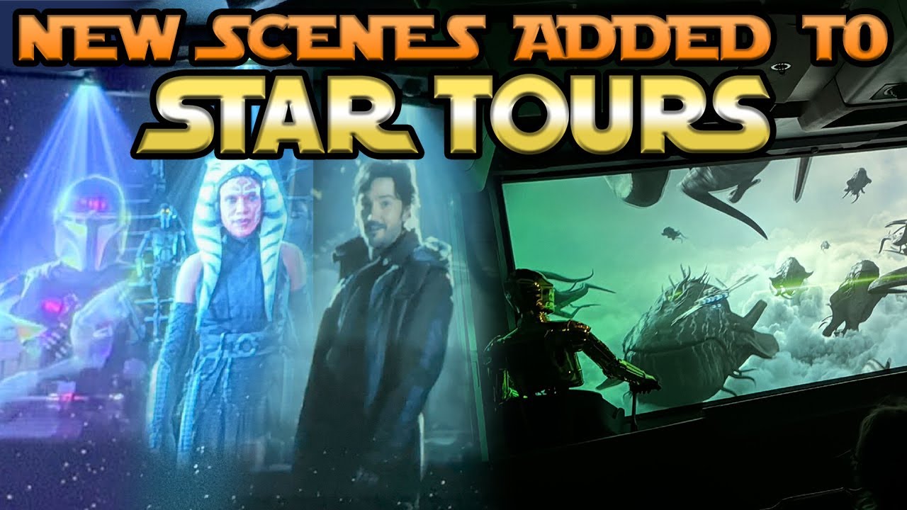 New Star Tours Scenes with The Mandalorian, Grogu, Cassian Andor and Ahsoka Tano