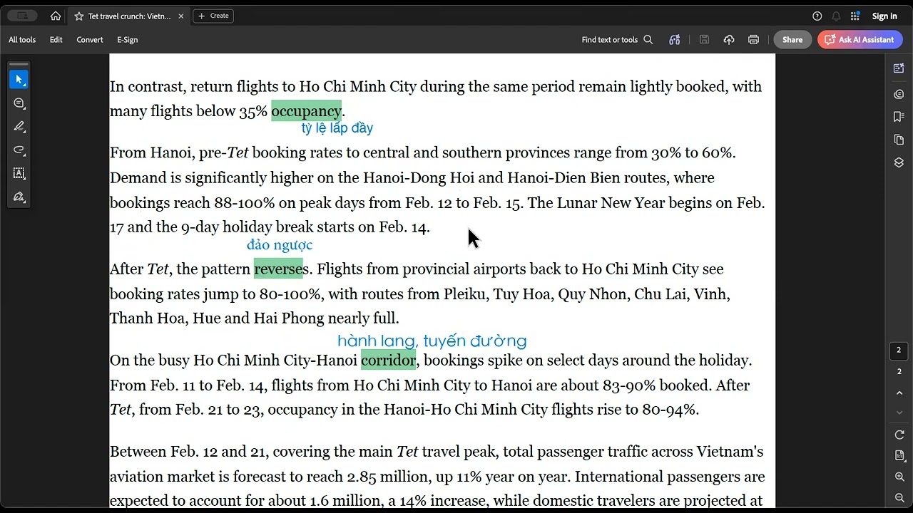 20260213 _ Cùng đọc báo tiếng Anh _ Tet travel crunch: Vietnam rushes to add flights