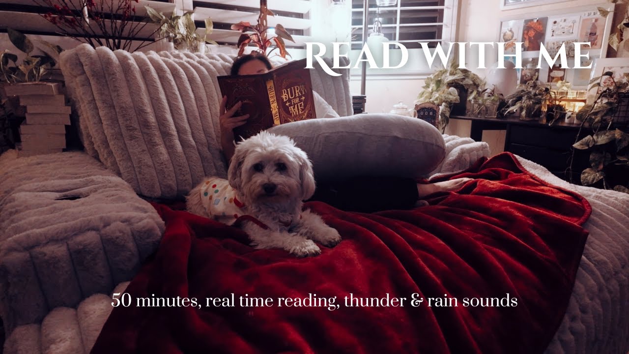 Cozy Night Read with Me | body doubling, 50 minutes, thunder & rain ambience