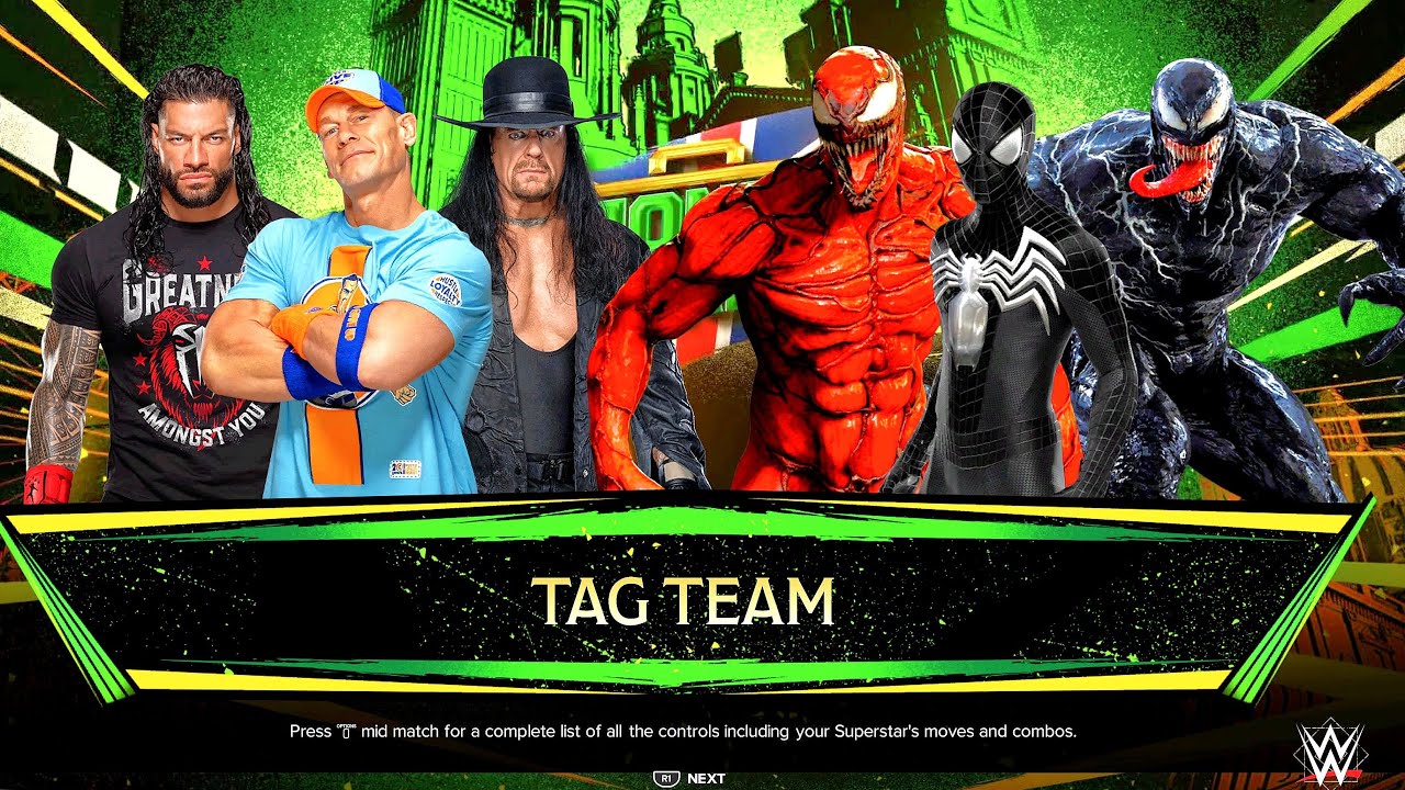 John Cena + Roman Reigns +  Undertaker vs. Symbiote Spider-Man + Venom + Carnage | WWE 2K24 4K