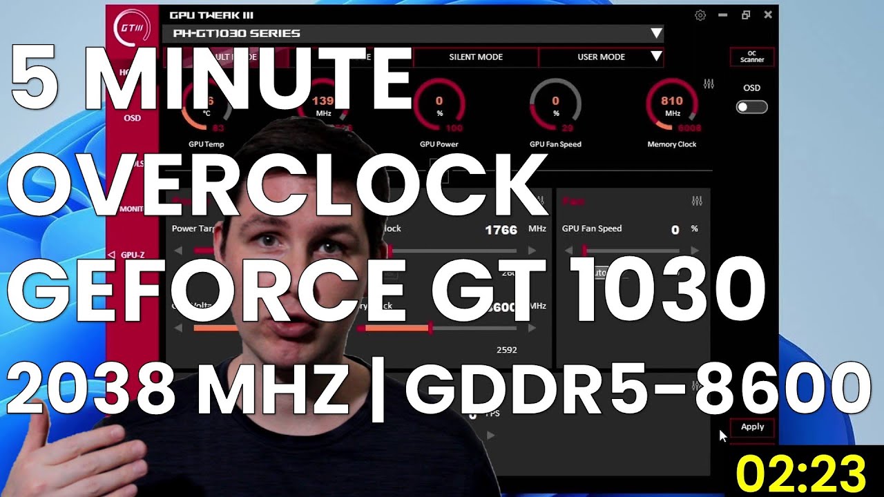 Разгон за 5 минут: GeForce GT 1030 до 2038 МГц