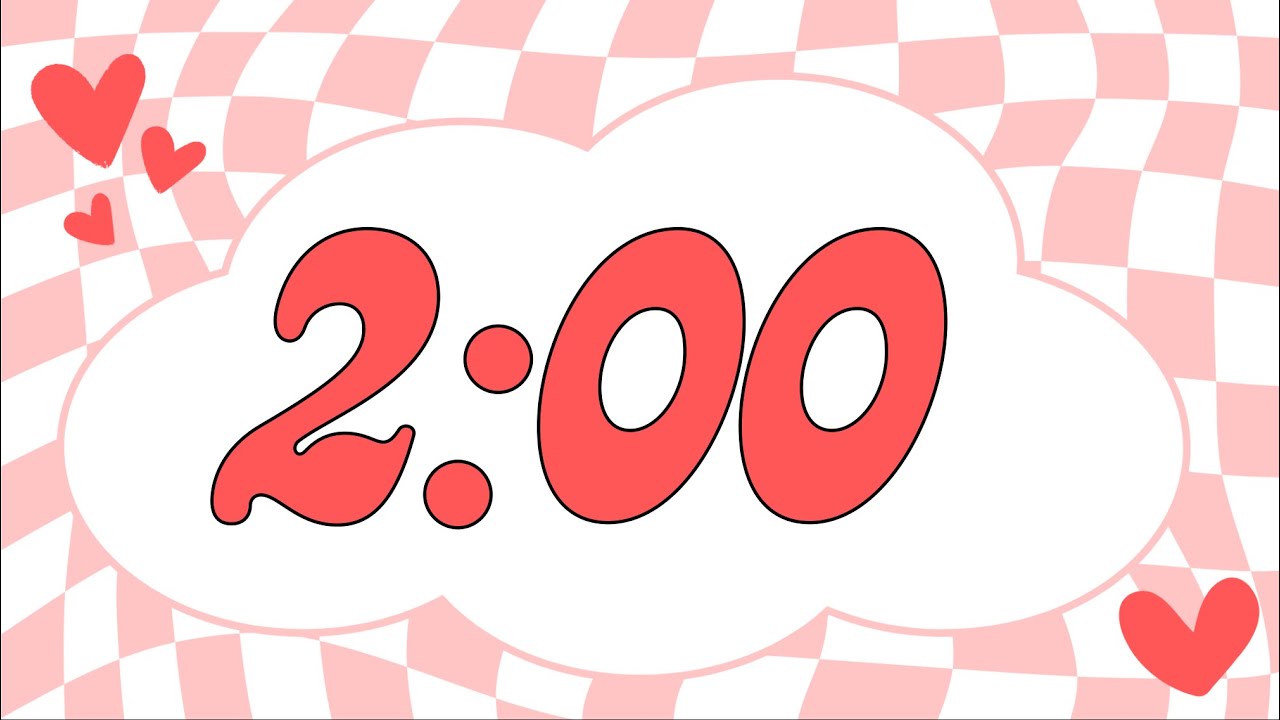 2 Minute Valentine's Day Checkerboard Heart Timer (Fun Synth Alarm at End, No Music)