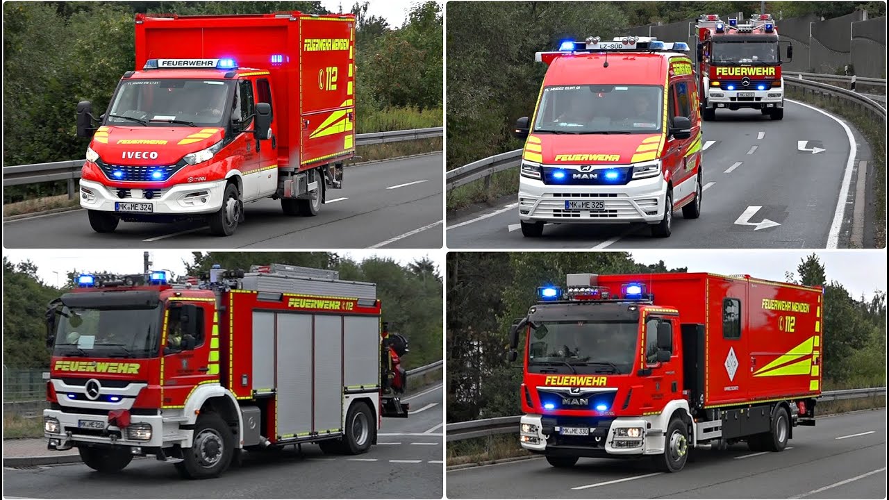 [Viel Bullhorn! 🚒🔊] ● FEUERWEHR MENDEN - Einsatzfahrten des Hauptamt & FF + RTW DRK - RW-Kran uvm. 🔥