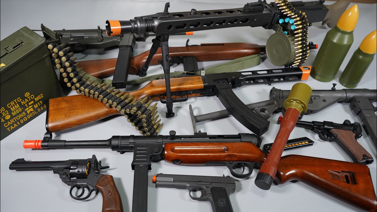 WW2 Toy Guns - MG42 Nerf Gun - MP40 - PPSh-41 Airsoft Gun -M3-Sten MK2-Realistic Toy Guns Collection