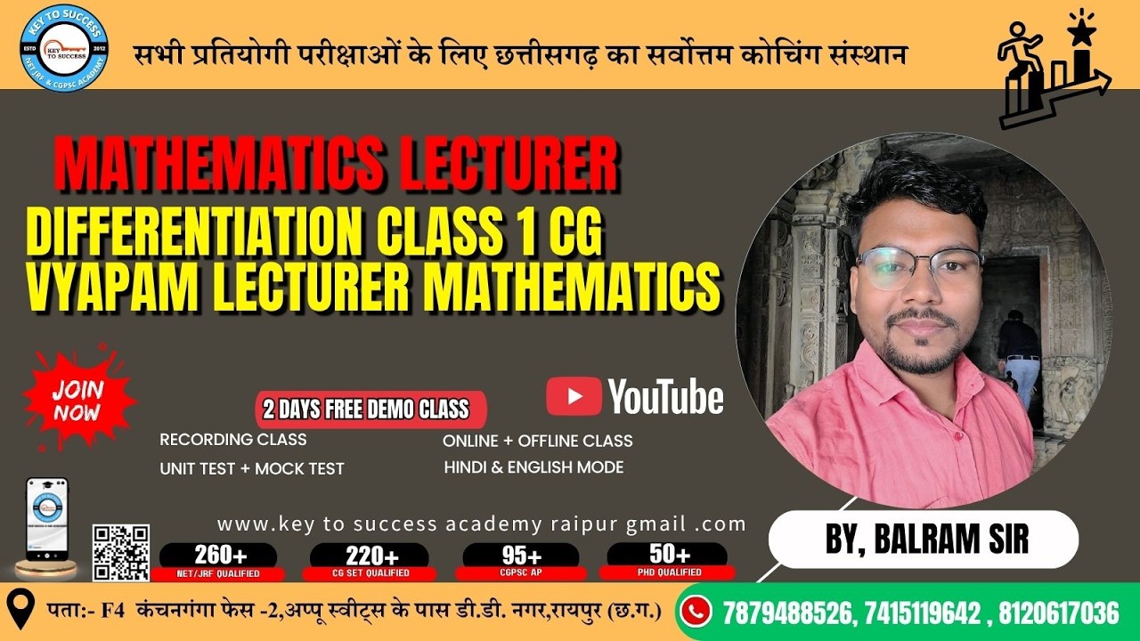 Differentiation Class 1 CG Vyapam Lecturer Mathematics