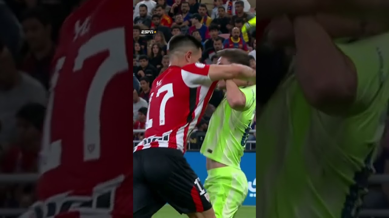 Yuri Berchiche and #Gavi #clash#athleticclub #Barcelona