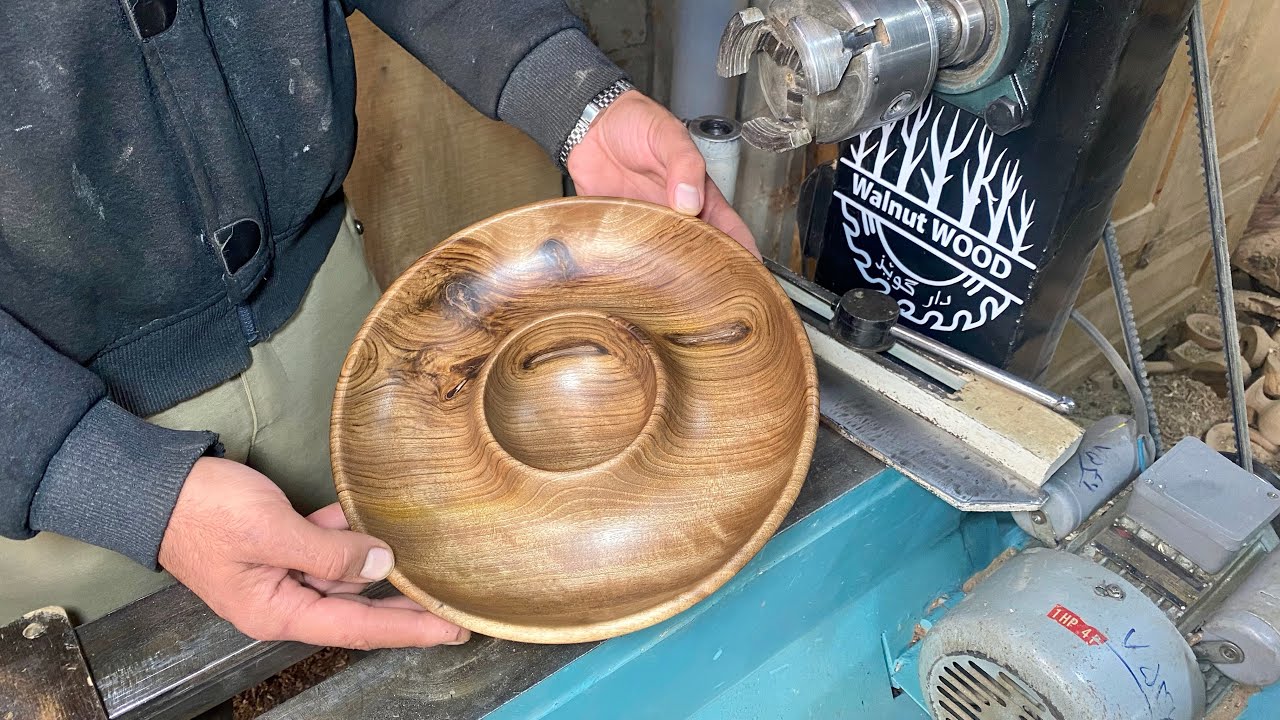Amazing bowl made with lathe, unique wood turning project