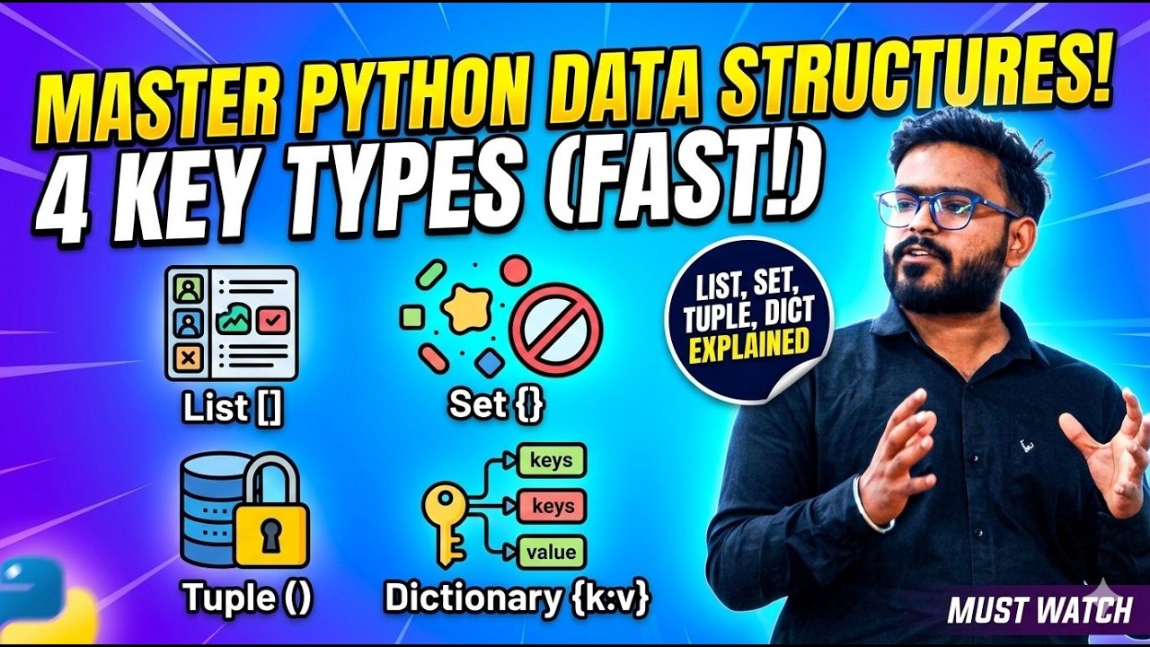 Python Data Structures Explained in 20 Minutes | List, Tuple, Set, Dictionary