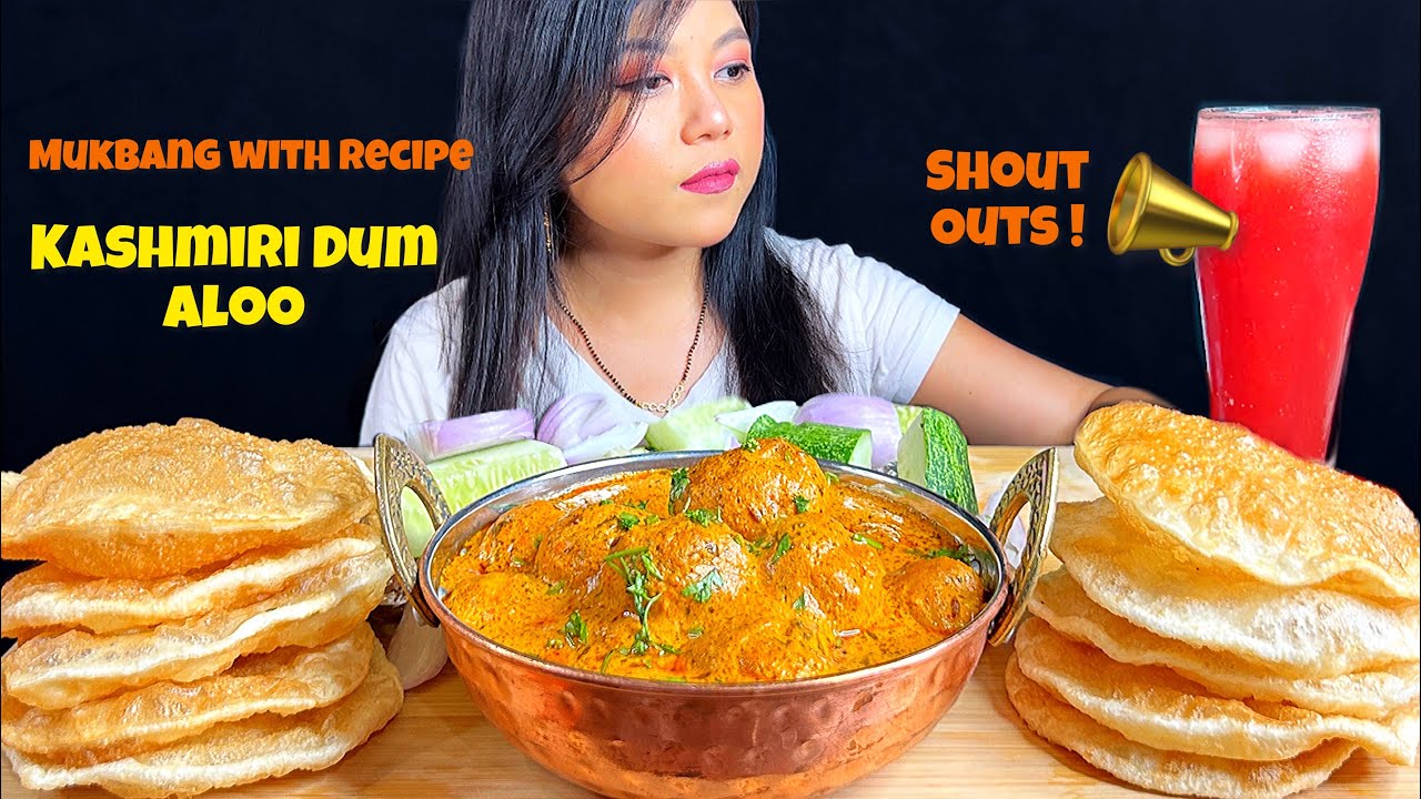 COOKING & EATING | KASHMIRI DUM ALOO, LUCHI / PURI &  WATERMELON JUICE | INDIAN FOOD | MUKBANG ASMR
