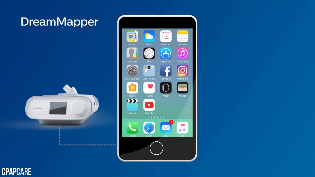 CPAP DreamStation conectado por Bluetooth no aplicativo DreamMapper Philips Respironics