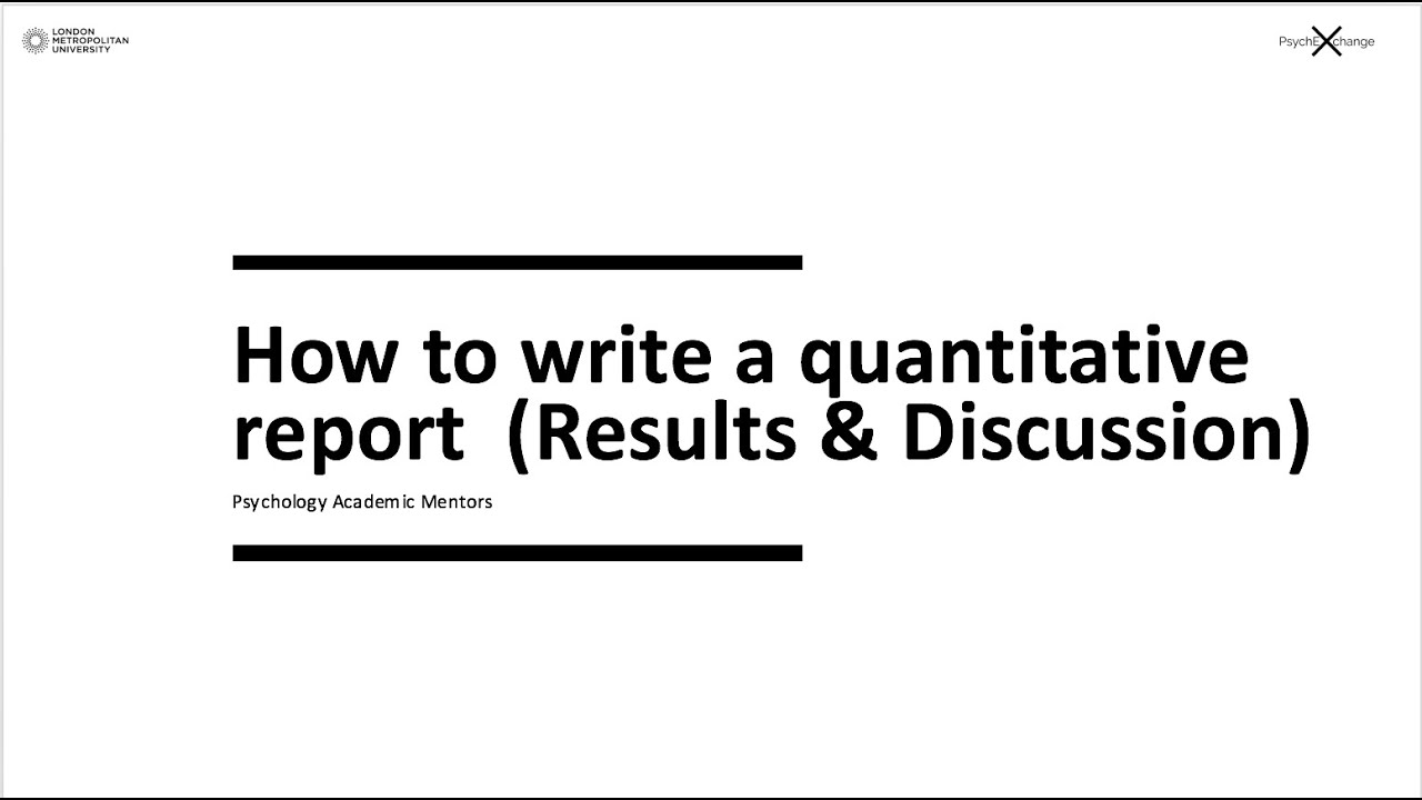 Writing a quantitative report (APA) Results & Discussion