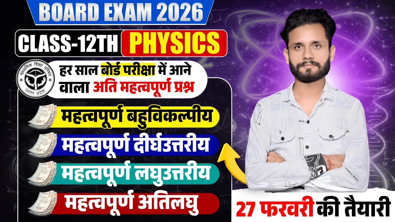 Physics class 12th most important questions upboard 2026 one shot//imp questions physics class 12th 