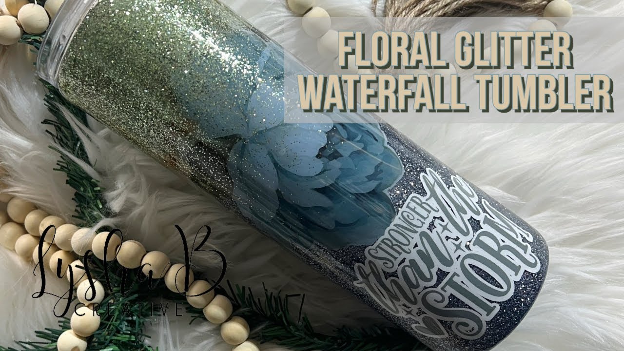 Floral GlitterWaterfall tumbler