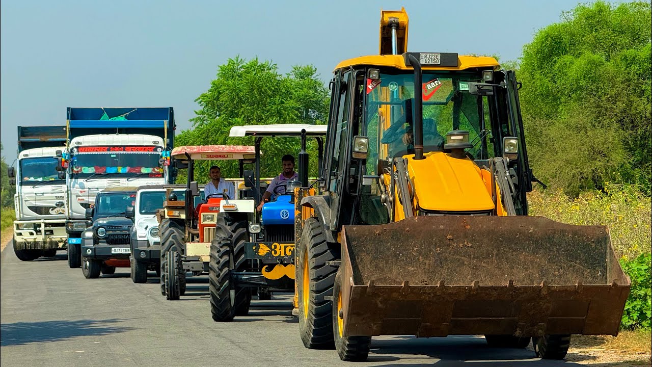 Jcb 3dx loading Mud in TATA Tippers Tractors Swaraj 855Fe New Holland 3630 Tractor newjcb Thar Truck