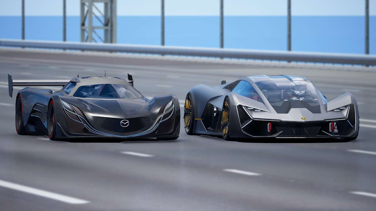 10,000HP!!! Mazda Furai vs Lamborghini Terzo Millennio | DRAG & TRACK RACE