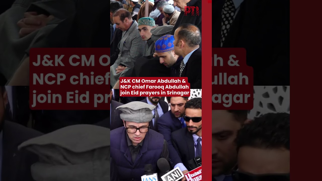 J&K CM Omar Abdullah & NCP chief Farooq Abdullah join Eid prayers in Srinagar