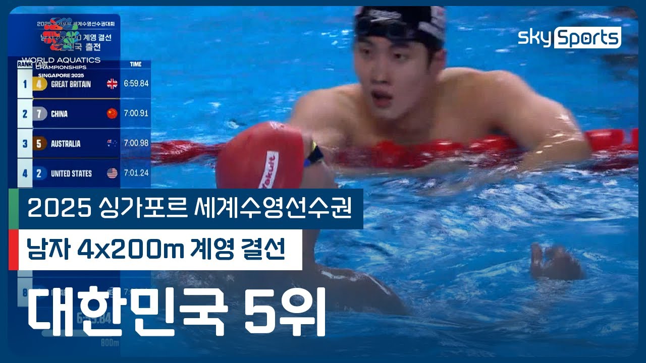 대한민국 '2회 연속 메달' 불발 | 2025 싱가포르 세계 수영선수권 | 남자 4x200m 계영 결선