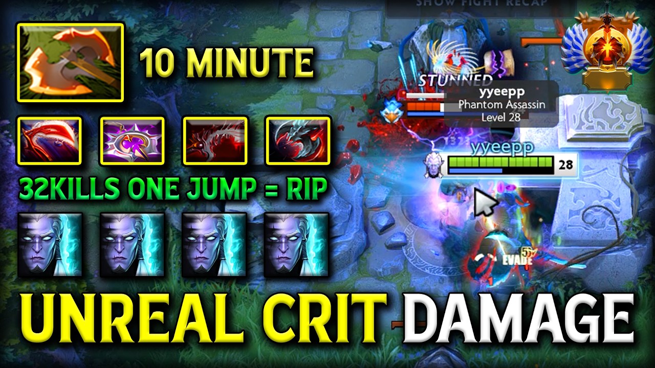 UNREAL CRITICAL DAMAGE QUEEN PHANTOM ASSASSIN | 10MINS BF ITEM BUILD & 32KILLS ONE JUMP DISAPPEAR