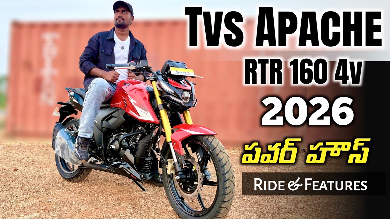2026 Tvs Apache RTR 160 4v TFT Review || New Features Price, Mileage Ride Review in Telugu