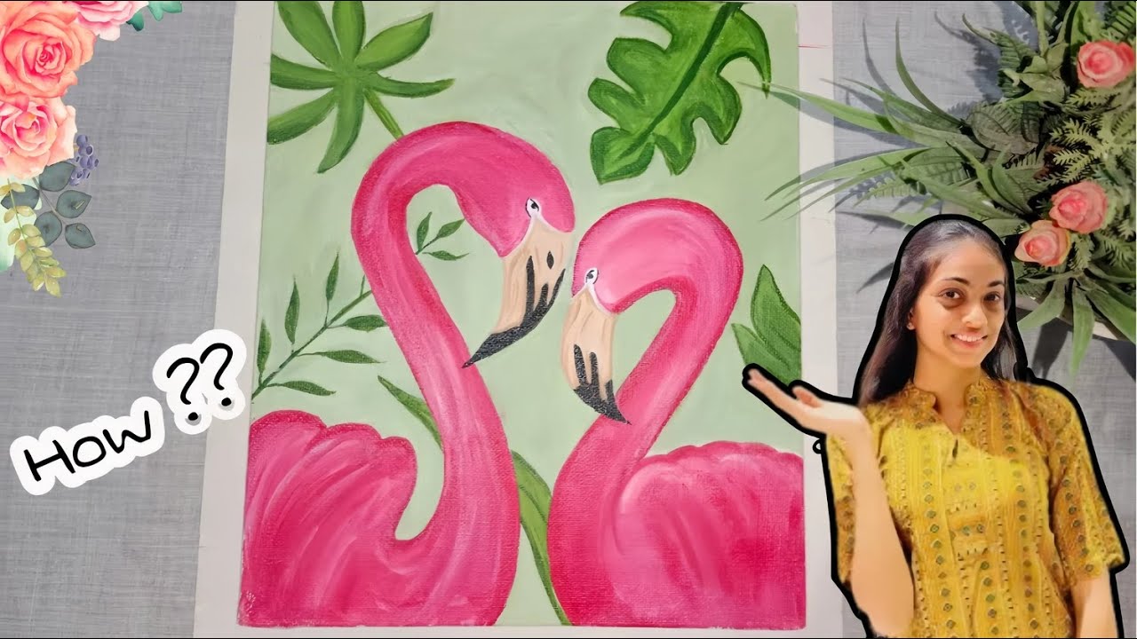 Simple Flamingo Painting Tutorial | Learn Acrylic Painting Fast