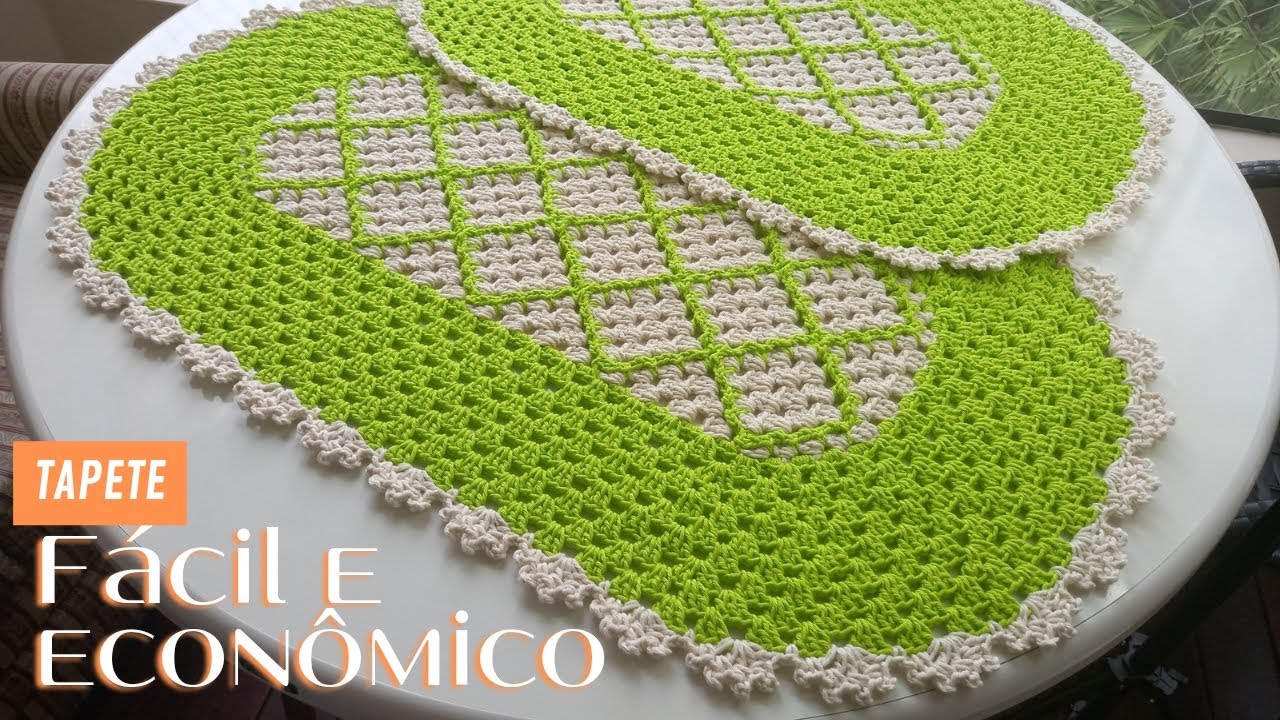 Tapete Fácil e econômico oval em Crochê