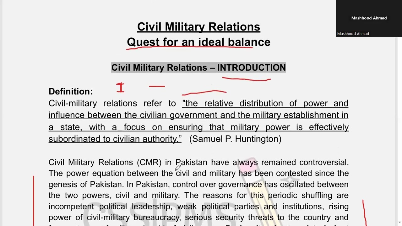 Civil Military Relations in Pakistan | CSS | PMS
