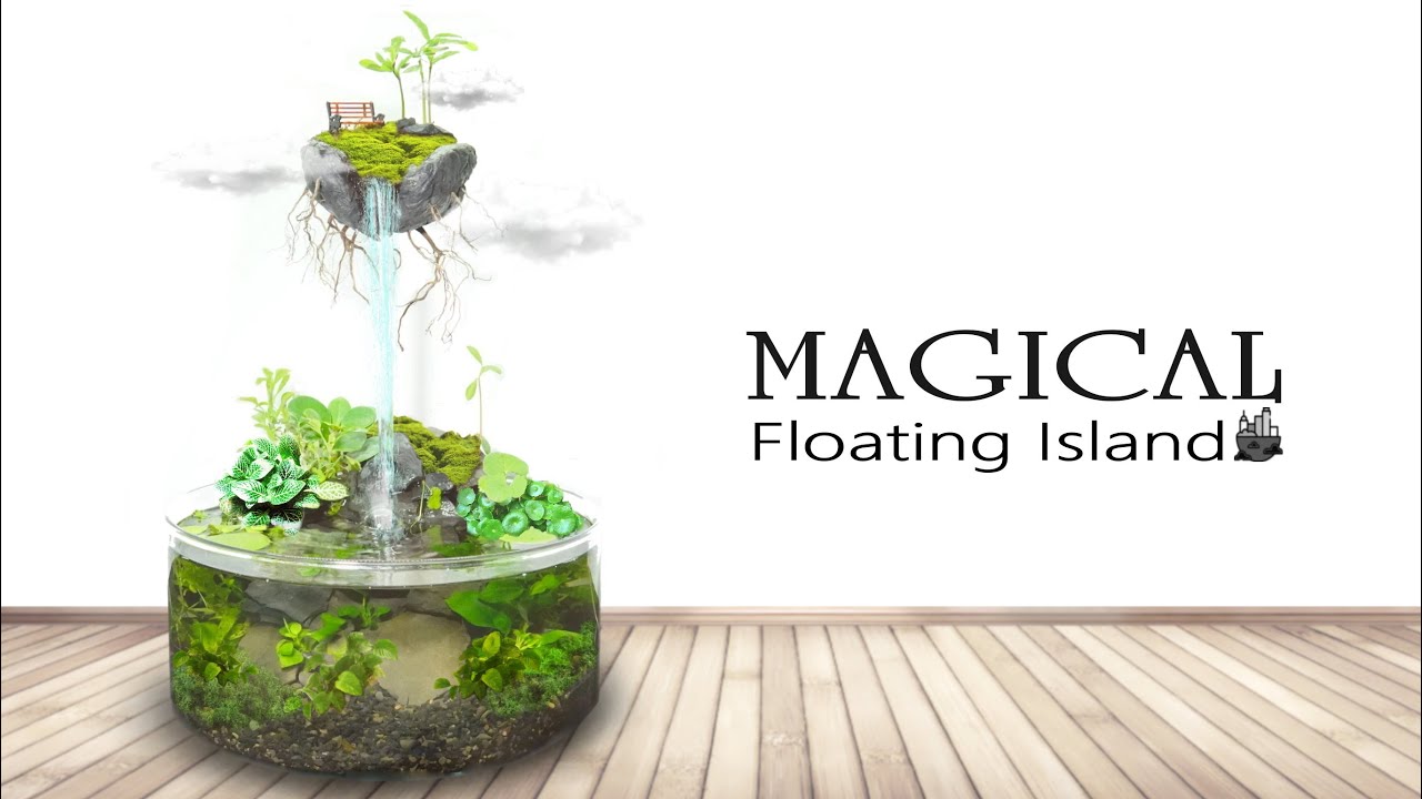 Magical Floating Island Waterfall above the aquascape DIY Tabletop