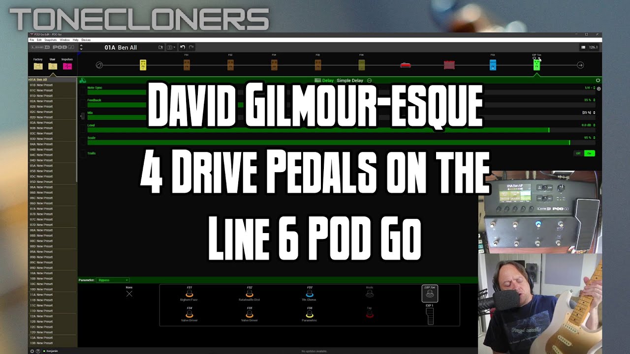 David Gilmour-esque 4 Drive Pedals on the Line 6 Pod GO | TONECLONERS