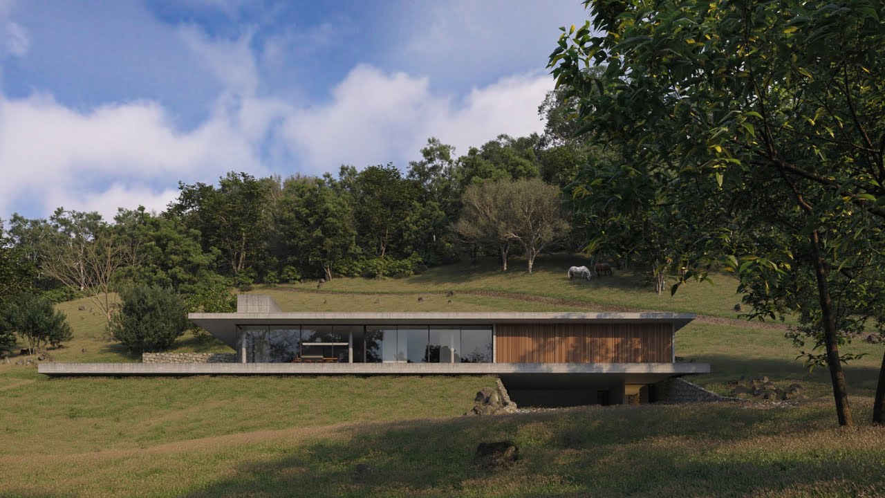 Uma casa de campo em concreto aparente, arquitetura genuinamente brasileira