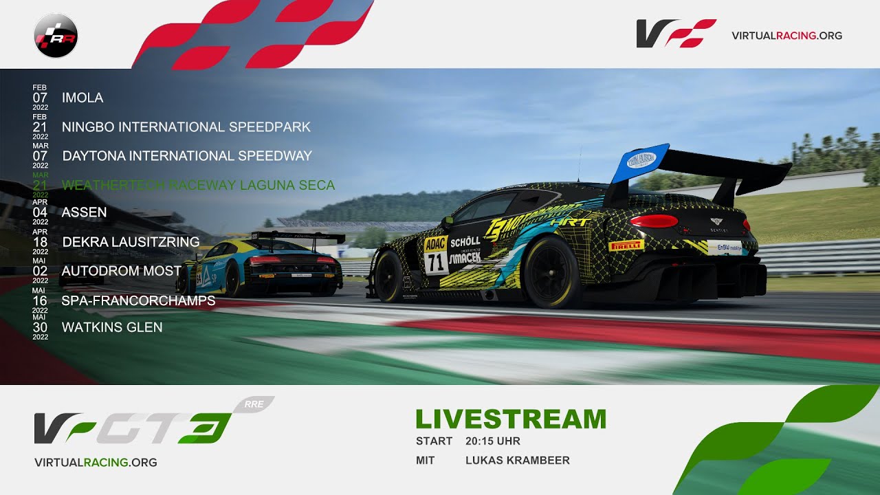 Raceroom | VRGT3 Sprint 2022 &ndash; Lauf 4 @ Laguna Seca&ndash; virtualracing.org