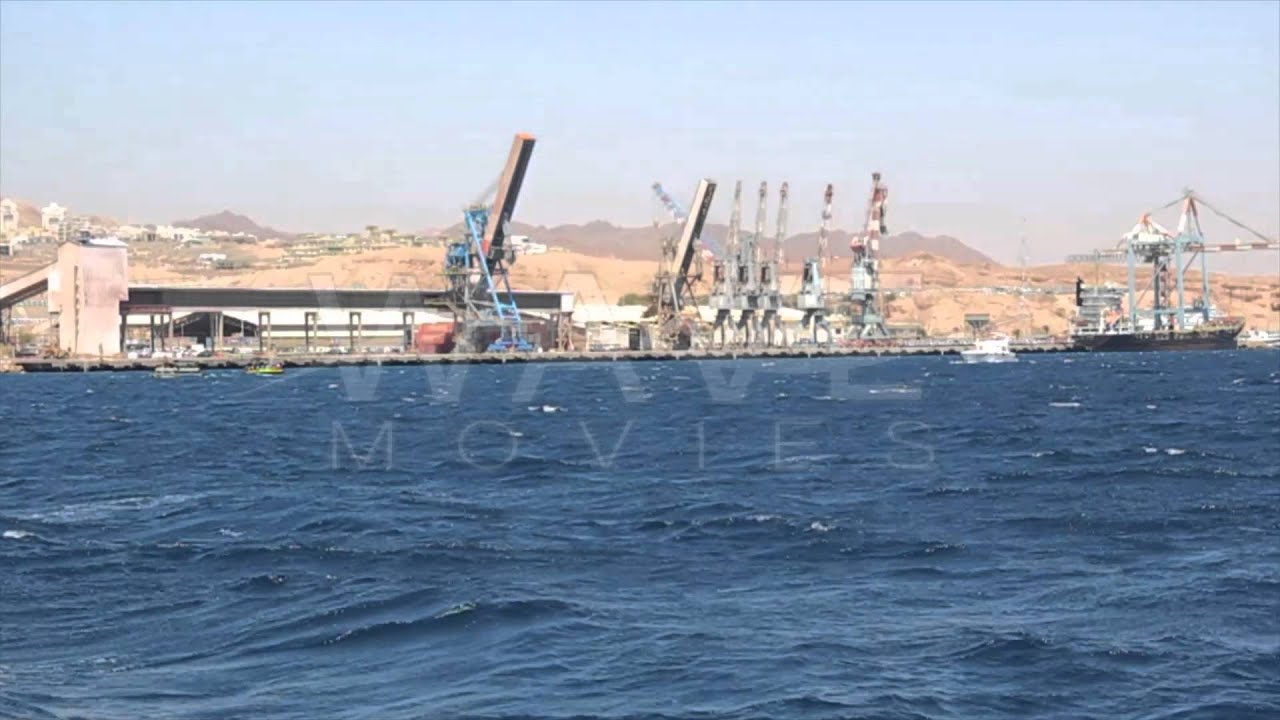 Tracking shot of the Port of Eilat