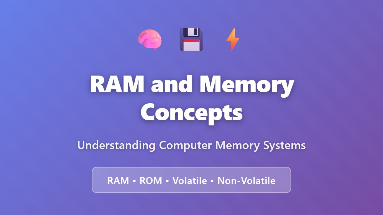 RAM and Memory Concepts Explained | RAM vs ROM | Volatile vs Non-Volatile Memory