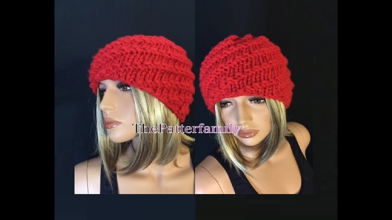 How to Knit a Swirl Beanie Hat Pattern #550│by ThePatternFamily