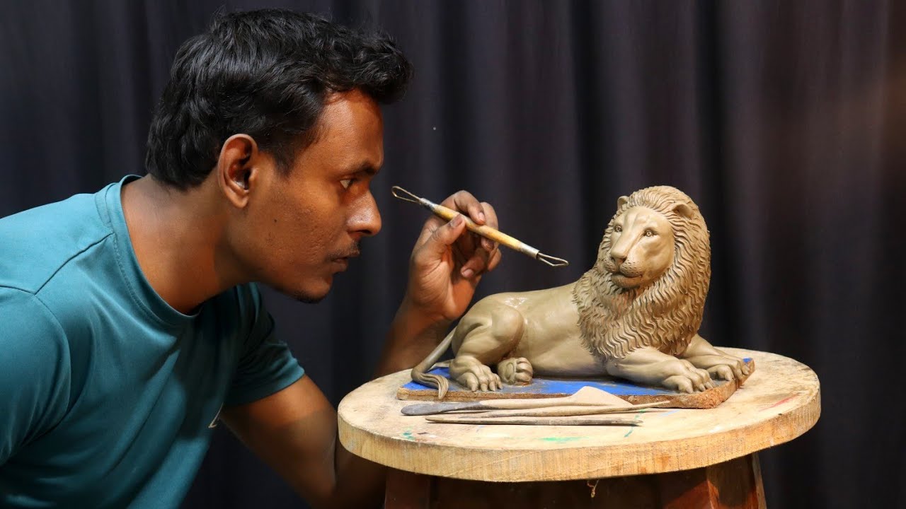 How to make a Lion with clay very easy | mitti ka sher banana | clay art