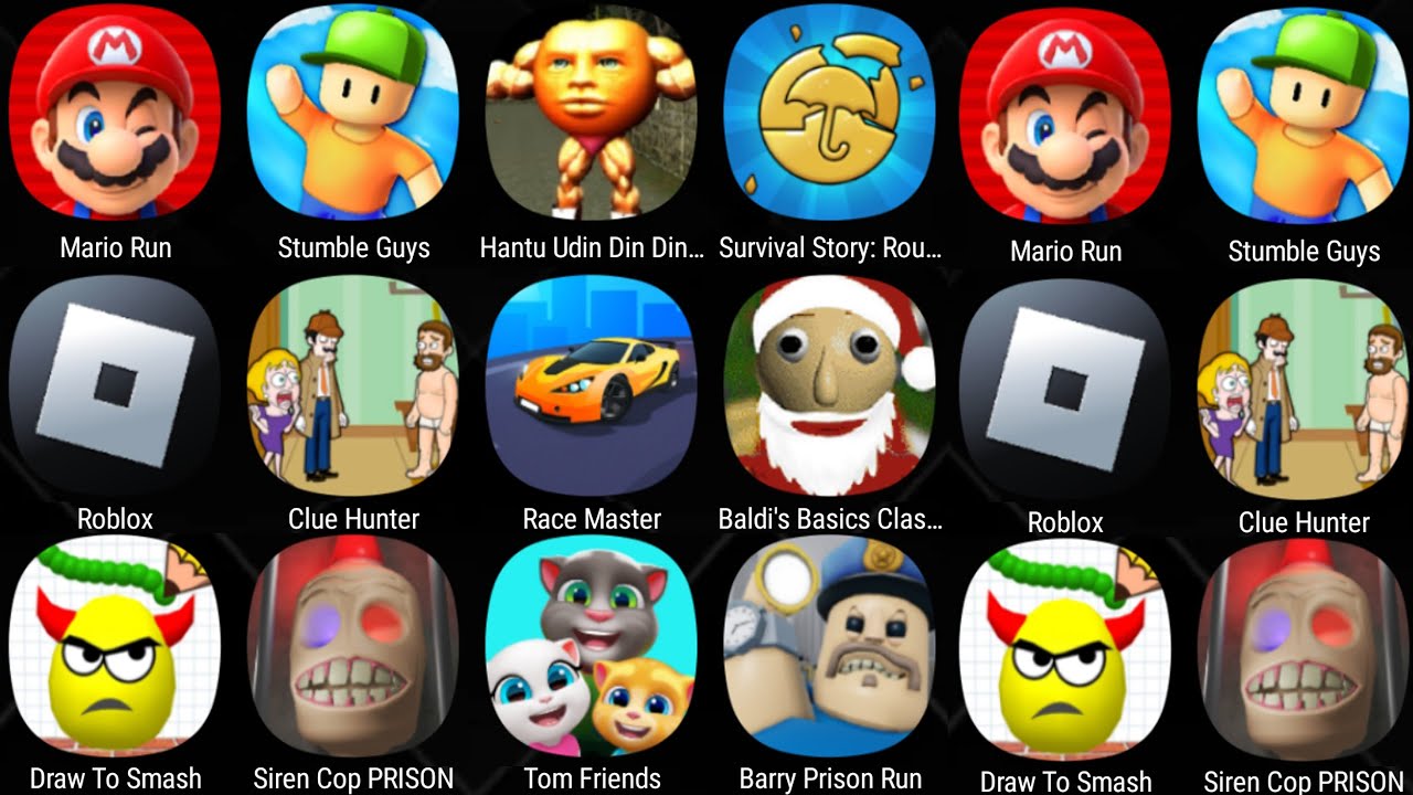 Roblox,Stumble Guys,Hantu Brainrot Sahur 3D,Siren Cop's Prison,BARRY'S PRISON RUN,Stumble Guys......