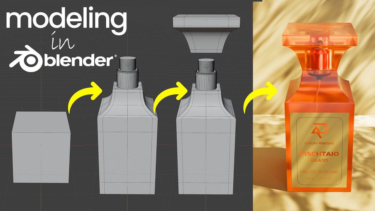Blender 3D Modeling Tutorial: From Cube to Luxury Perfume 💎